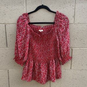 Max Studio Red Floral Blouse